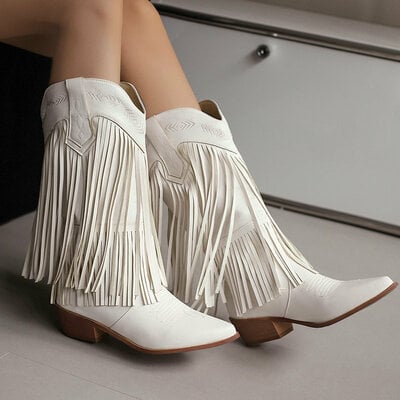 Boho tassel cow boy boots