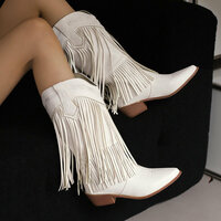 Boho Tassel Cow Boy Boots - Thumbnail 1