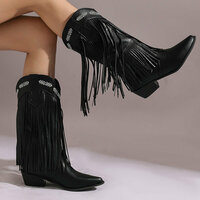 Boho Tassel Cow Boy Boots - Thumbnail 2