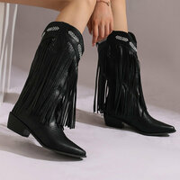 Boho Tassel Cow Boy Boots - Thumbnail 3