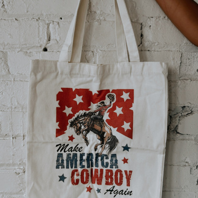  make america  cowboy again canvas totes