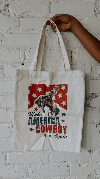  make america  cowboy again canvas totes