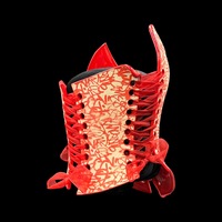 Red graffiti wearable ceramic corset by: Nicole Moan - Thumbnail 5