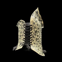 Black and White Bloom Gold Leaf trim wearable ceramic corset by: Nicole Moan - Thumbnail 6