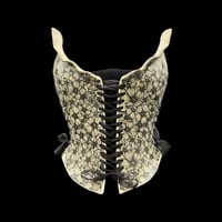 Black and White Bloom Gold Leaf trim wearable ceramic corset by: Nicole Moan - Thumbnail 8