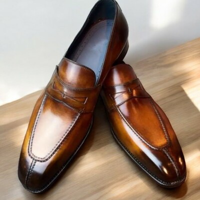 Top trendy brown split toe loafer style men's shoes