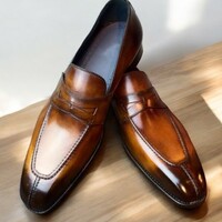 Top Trendy Brown Split Toe Loafer Style Men's Shoes - Thumbnail 1