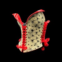 Spider Web with Red Collar  wearable ceramic corset by: Nicole Moan - Thumbnail 1