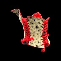 Spider Web with Red Collar  wearable ceramic corset by: Nicole Moan - Thumbnail 3