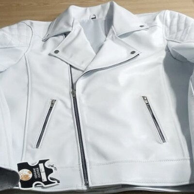Crafted leather mens white leather jacket pure lambskin motorcycle slim fit biker 