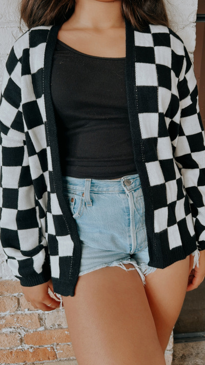 Checkered cardigan