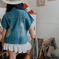 Denim Sleeveless Jacket - Thumbnail 3