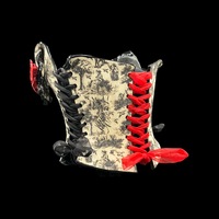 Black and White Willow with red roses wearable ceramic corset by: Nicole Moan - Thumbnail 3