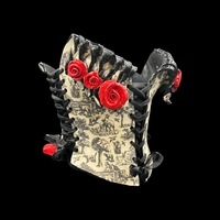 Black and White Willow with red roses wearable ceramic corset by: Nicole Moan - Thumbnail 7