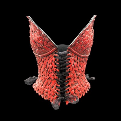 Red dragon wearable ceramic corset by: nicole moan
