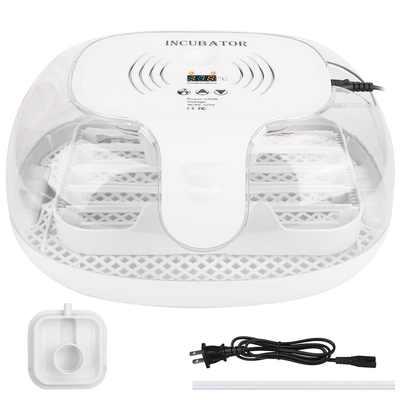 16 Eggs Incubator for Hatching Chicken Professional Poultry Hatcher with Digital Display Temperature Humidity Control  Egg Turning-White-16 eggs