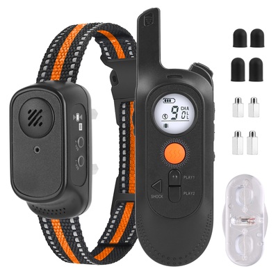 984ft dog training collar ip65 waterproof pet beep vibration electric shock collar 3 channels rechargeable transmitter receiver trainer with recording