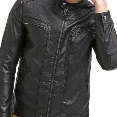 New genuine lambskin leather designer jacket motorcycle biker men's