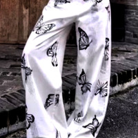 Stunning Hippie Tie-Dye Butterfly Print Oversize Wide-leg Pants Y2K Streetwear Amazing - Thumbnail 3