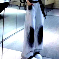 Stunning Punk Tie-dye Graffiti Print High-waisted Oversize Wide-leg Jean Pants Y2K Streetwear Amazing - Thumbnail 1