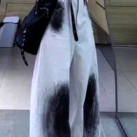 Stunning Punk Tie-dye Graffiti Print High-waisted Oversize Wide-leg Jean Pants Y2K Streetwear Amazing - Thumbnail 2