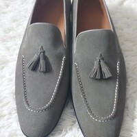 New Attractive Color Handmade Formal Tassels Loafers Slips On Shoes - Thumbnail 1