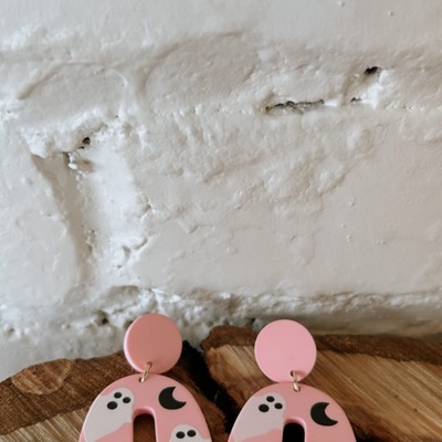 Pink ghost earrings