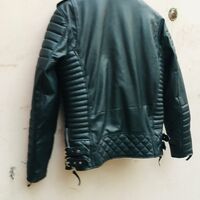 Crafted Leather Mens Black Leather Jacket Pure Lambskin Motorcycle Slim Fit Biker  - Thumbnail 1