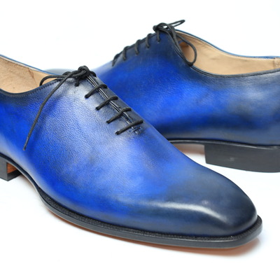 Crafted leather classic blue leather oxford lace up dress shoes - Thumbnail 4