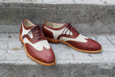 Crafted Leather Classic Wingtip Oxford Lace up Dress Wedding Shoes