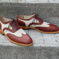 Crafted Leather Classic Wingtip Oxford Lace up Dress Wedding Shoes - Thumbnail 1