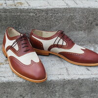 Crafted Leather Classic Wingtip Oxford Lace up Dress Wedding Shoes - Thumbnail 4