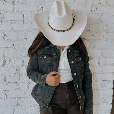 Women's tribal black denim jacket lrg