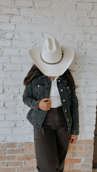 Women's tribal black denim jacket lrg