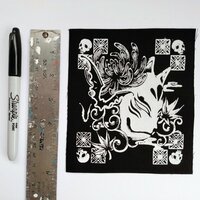 Fox Mask with Chrysanthemum, Bats & Skulls Japanese Goth Sew-on Patches - Thumbnail 1