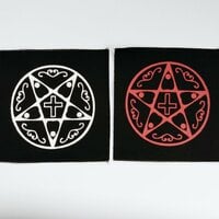 Ouija Planchette Pentagram Symbol Satanic Goth Sew-on Patches - Thumbnail 3