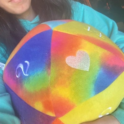 Large rainbow plush d20