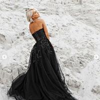 Sweetheart Black Lace Long Prom Dresses - Thumbnail 2