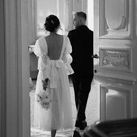 Cute Tea-length Beach Boho Long Sleeves Wedding Dresses - Thumbnail 2