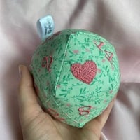 Pink and Green Flowers Small Plush D20 - Thumbnail 1