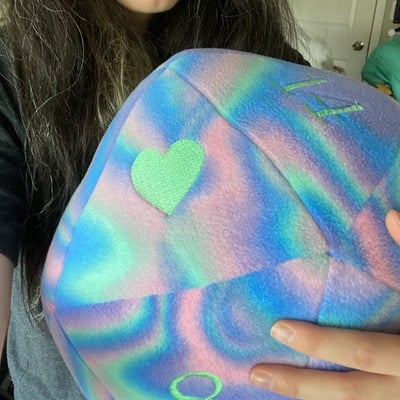 Swirly neon large plush d20