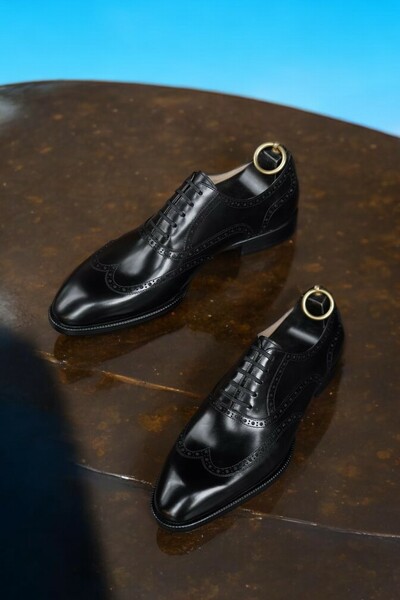 Handmade Men's Bespoke Choice Black Wingtip Shoes