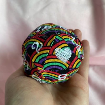 Rainbow d20 cat toy