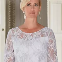 Sheath Lace Mother Of The Bride/Groom Dresses With Short Sleeves Jackets Bateau Neck Evening Gowns Knee Length Wedding Guest Dress - Thumbnail 1