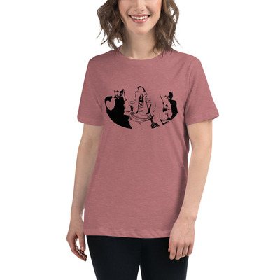Monkeys in black women's relaxed t-shirt