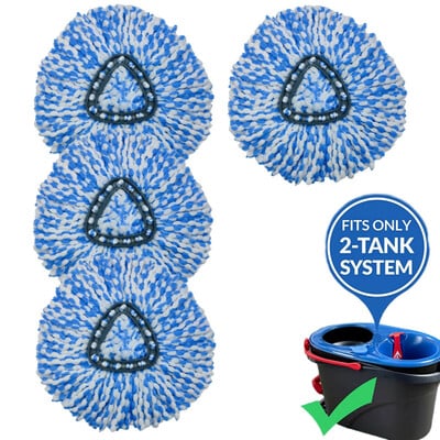 Spin mop refill compatible with 2-tank ocedar spin mop head refill accessory easywring rinseclean microfiber mop replacemet refills pack of 4