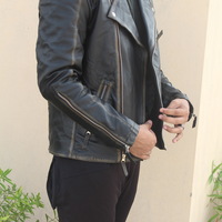 Crafted Leather Classic Mens Brown Shaded Leather Jacket Pure Lambskin Motorcycle Slim Fit Biker  - Thumbnail 1