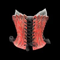 Red fire with 23K Gold wearable ceramic corset by: Nicole Moan - Thumbnail 4