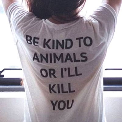 Free shipping-be kind to animals or i'll kill you tee - Thumbnail 1