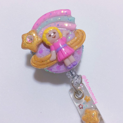 Kawaii badge reel 80's polly pocket 